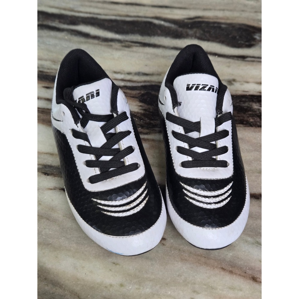 Vizari Kids Soccer Cleats Black White Textured Athletic Shoes Size 8